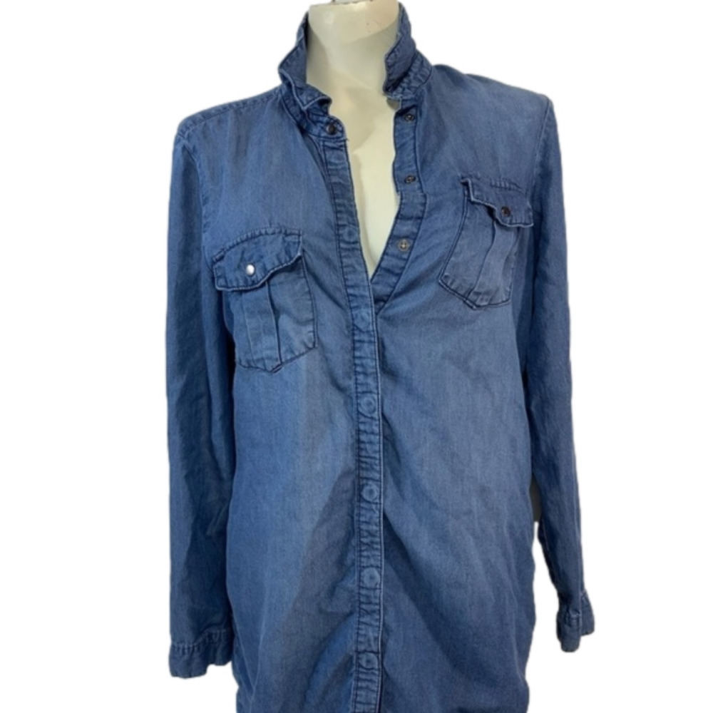 Vero Moda Long Blue Denim-Style Blouse